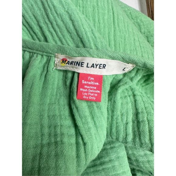 Marine Layer Jude Flutter Sleeve Jade Sheen Midi Dress Sz Large Women's - Picture 4 of 6